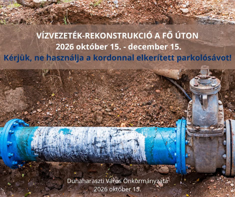 Vízvezeték-rekonstrukció a Fő úton