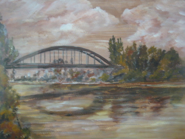 A vasúti híd Oláh Tibor festményén